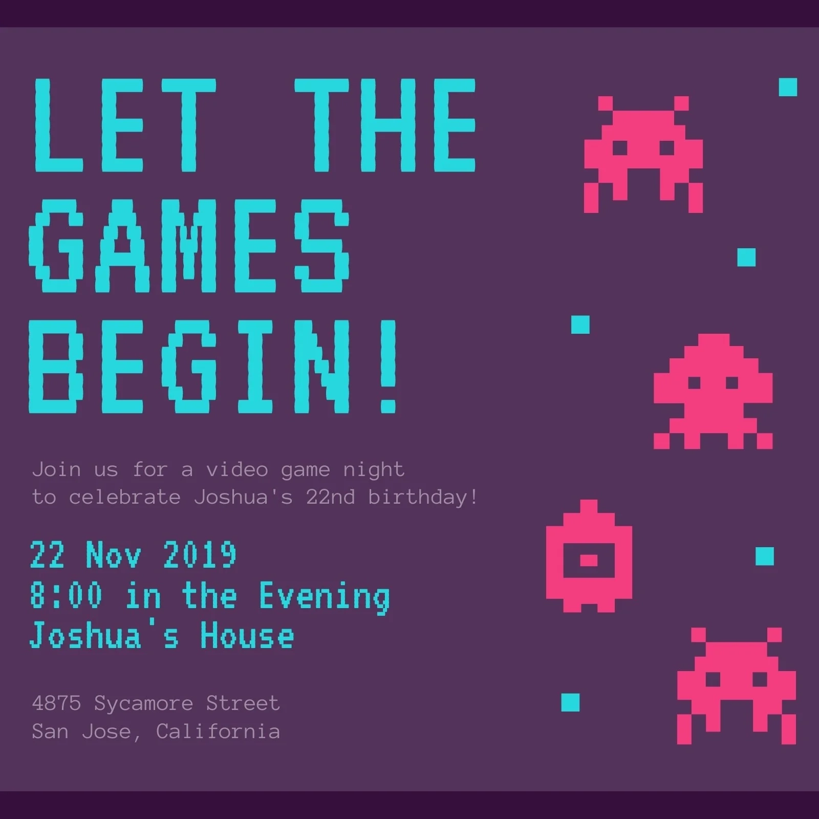 Printable Blank Game Night Invitation Template