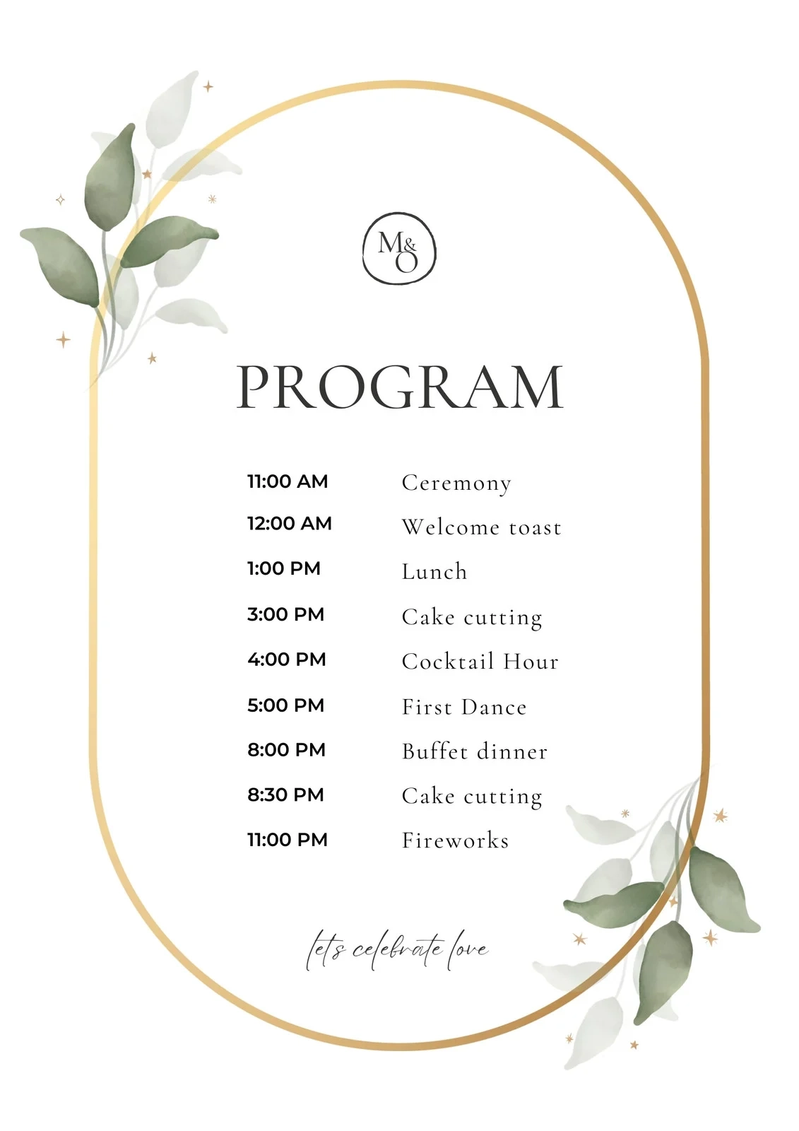 Free Custom Printable Wedding Program Templates Canva