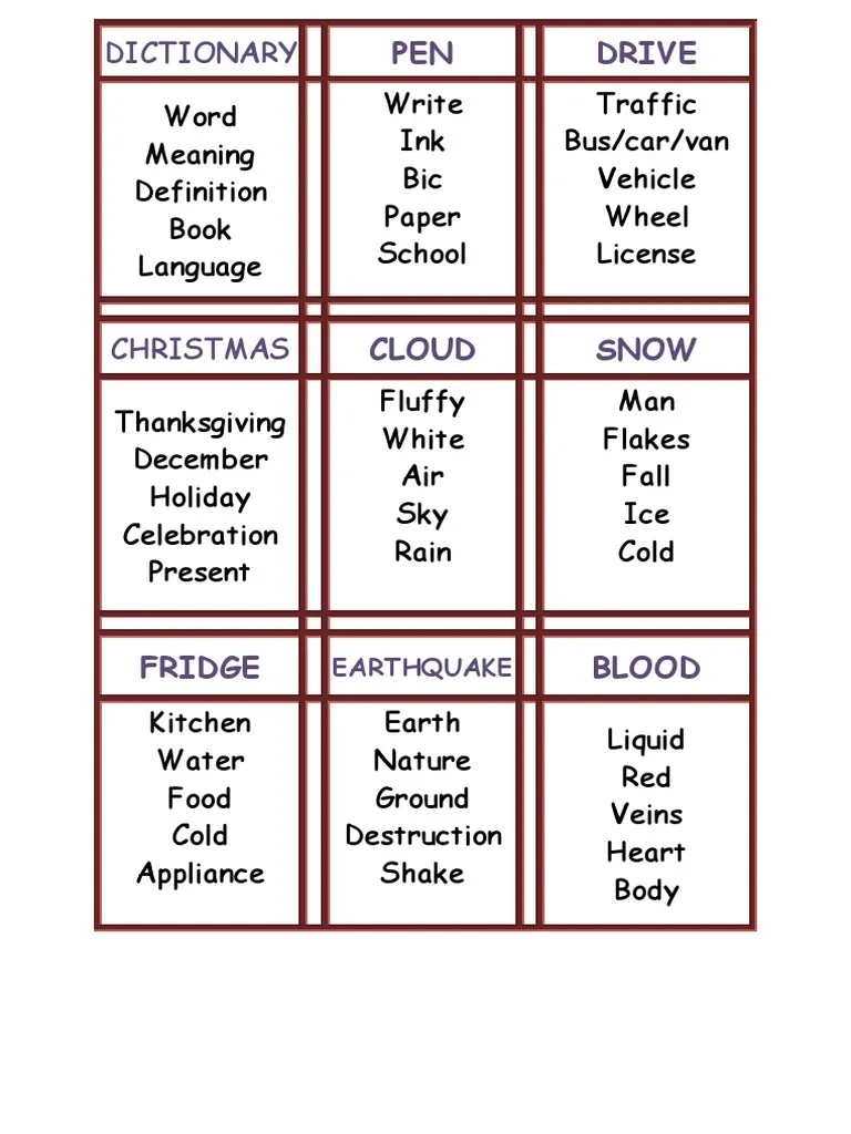 Advanced Taboo Cards Printable Advanced Taboo Cards Printable