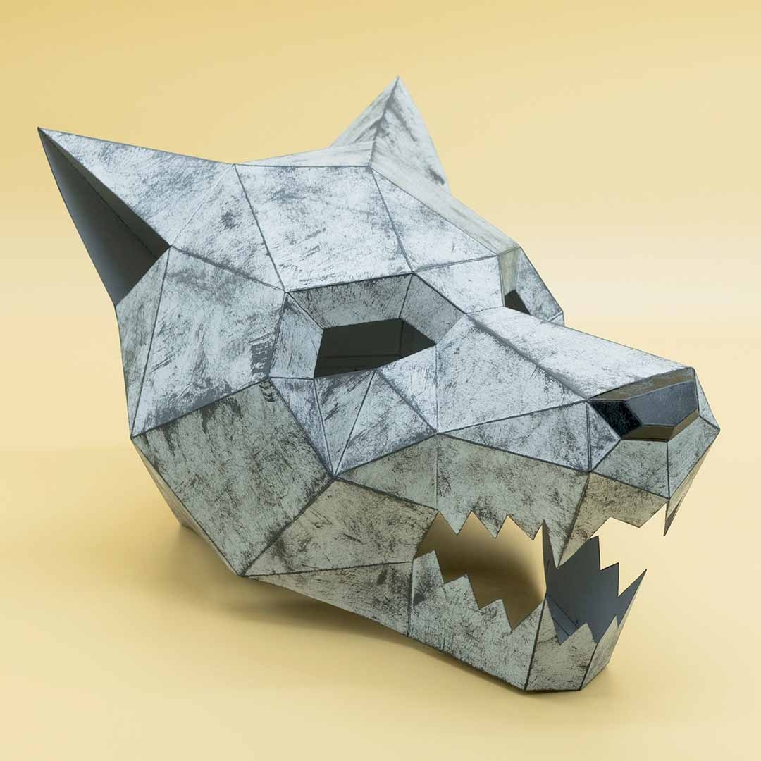 Wolf Mask Printable Template Papercraft PDF Pattern