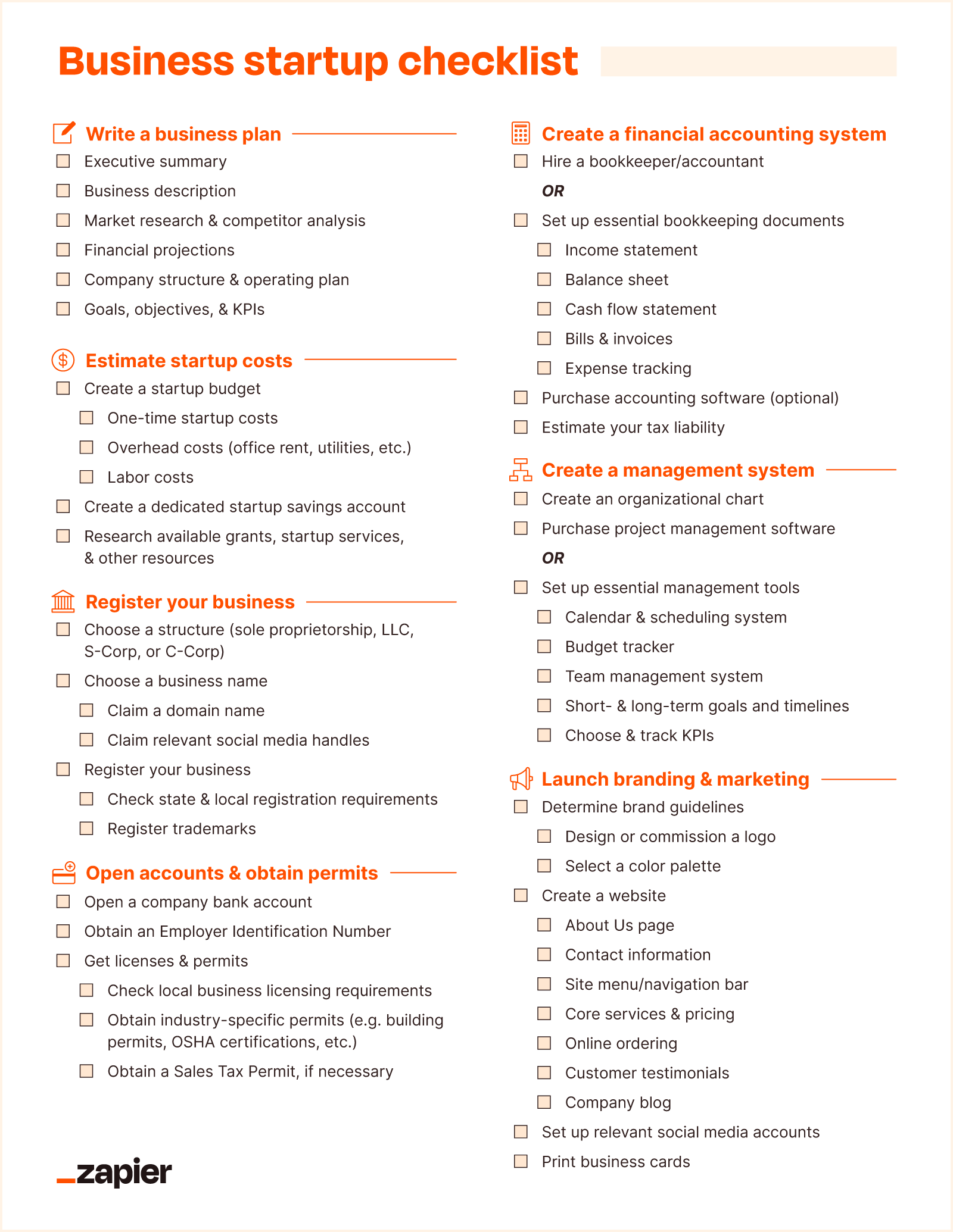 Business Startup Checklist Launching A Startup Zapier