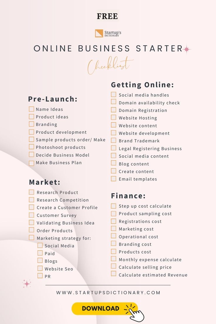 Printable Business Startup Checklist Template
