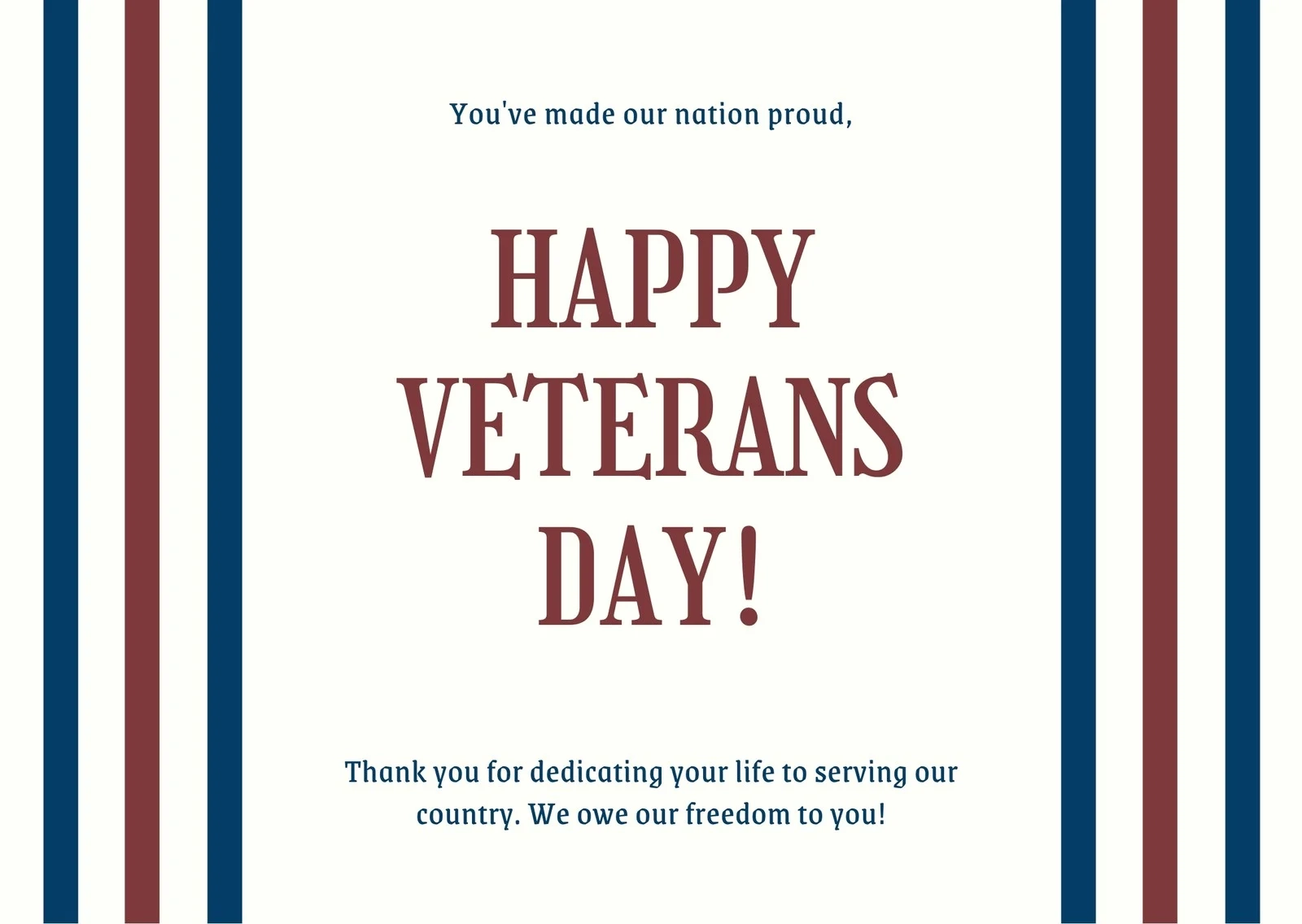 Free Printable Veterans Day Card Template