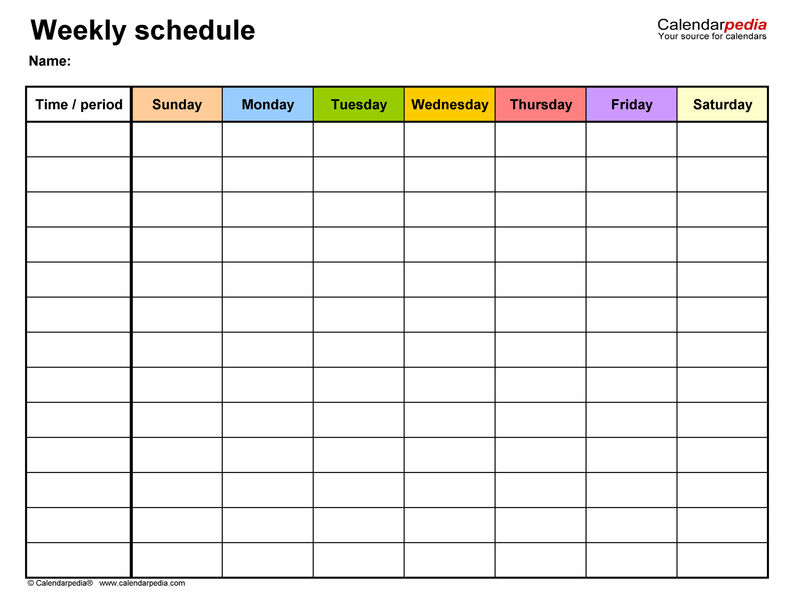 Printable Blank Weekly Schedule Template