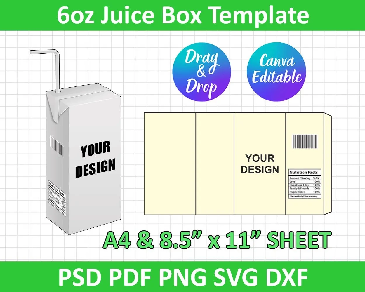 Printable Juice Box Template