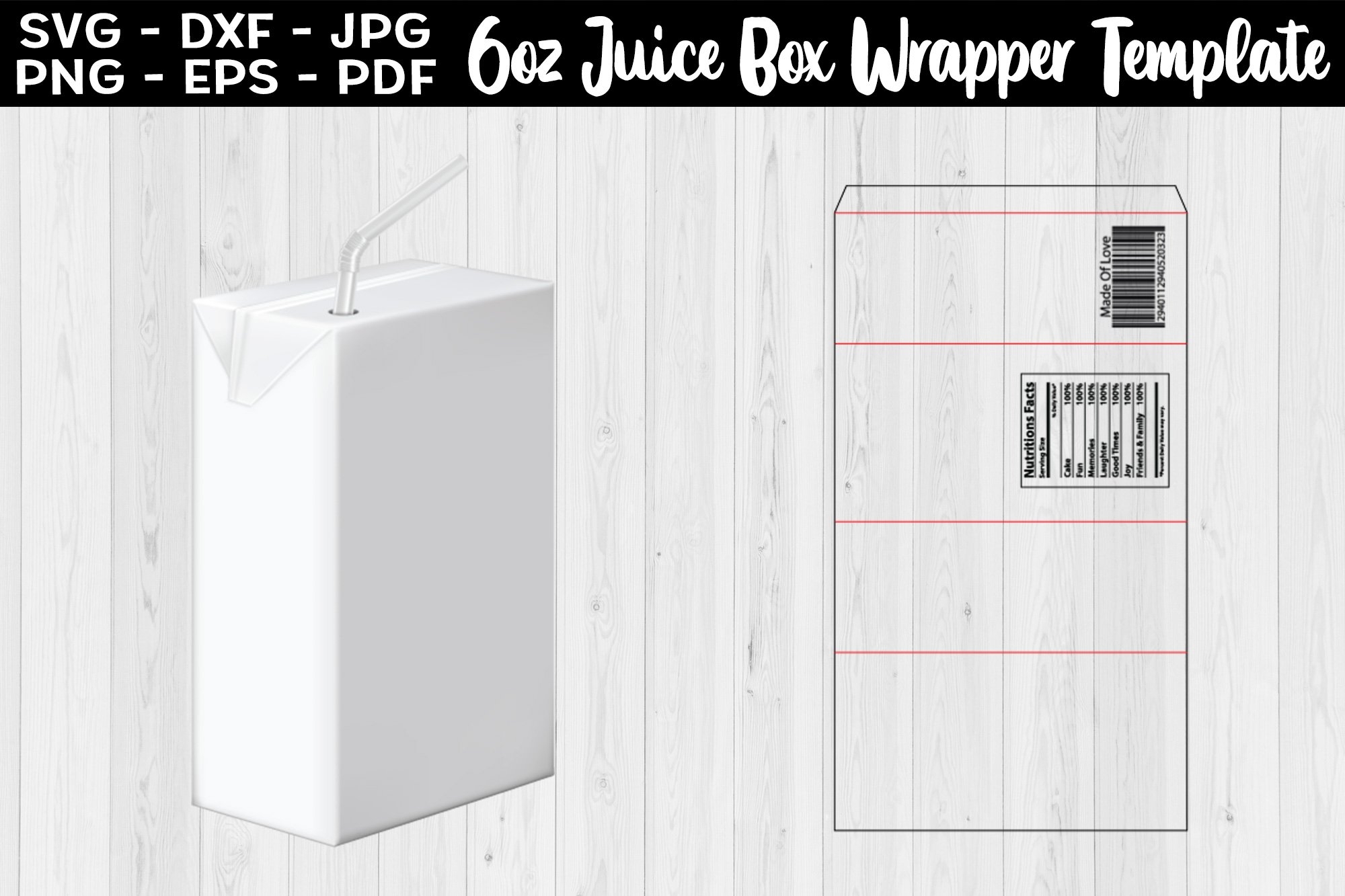 6oz Juice Box Wrapper Template Juice Box Sublimation