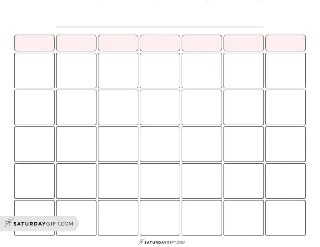 Blank Calendar Templates 29 Cute amp Free Printables SaturdayGift