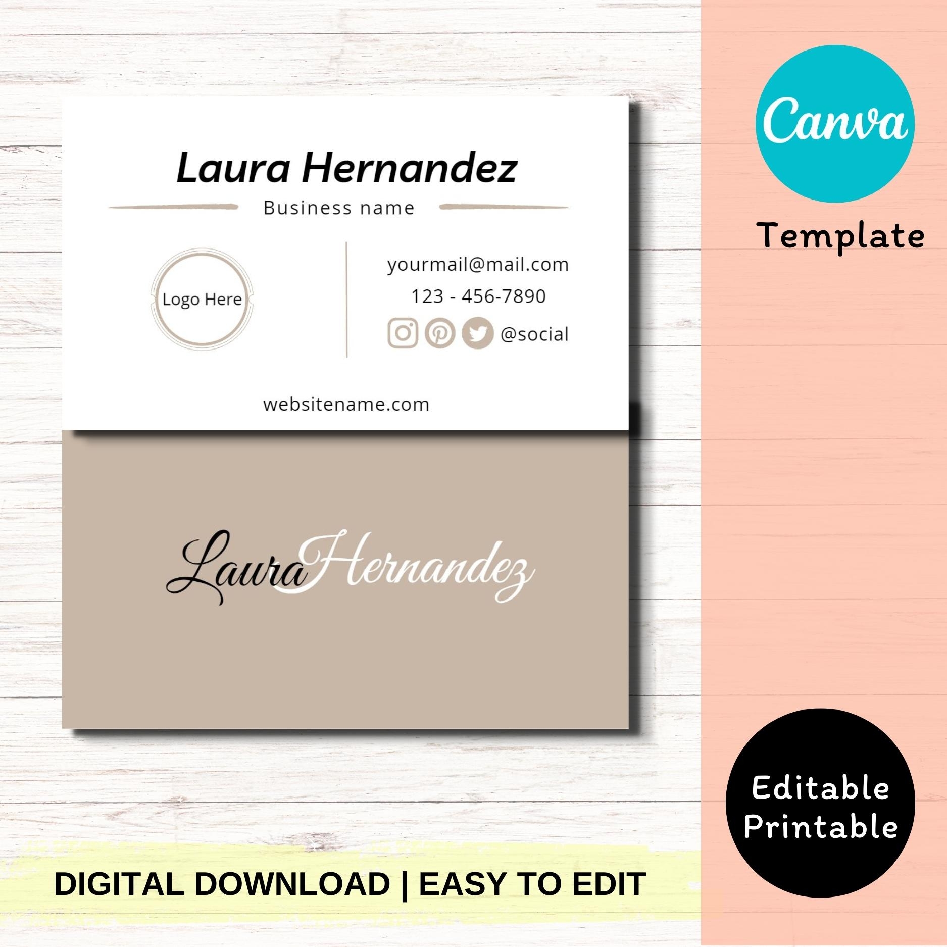 Printable Editable Business Card Template