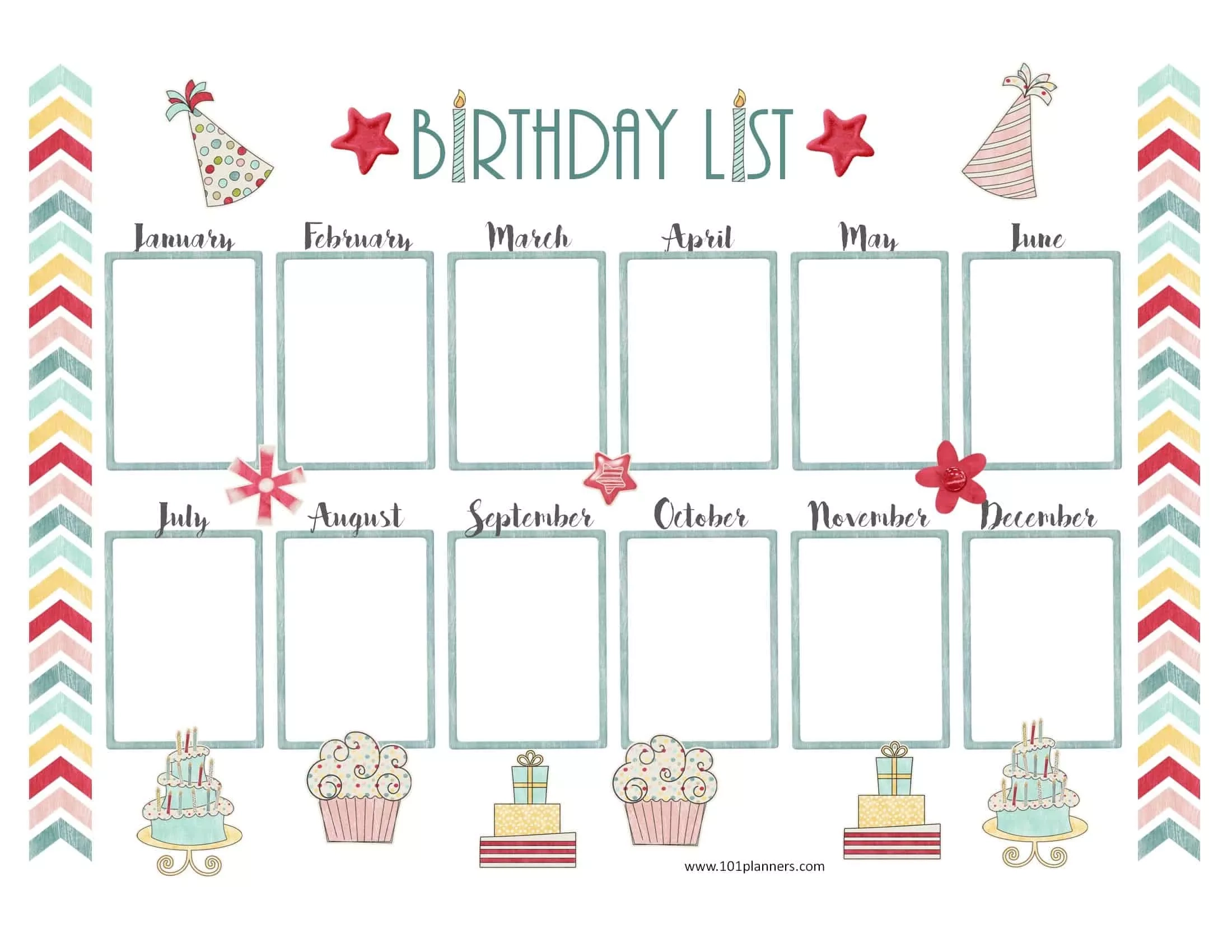 Free Birthday Calendar Template Printable amp Customizable