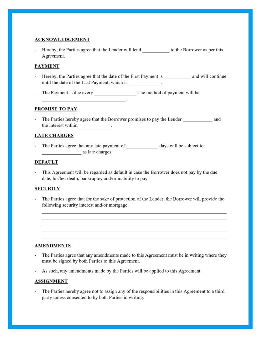 Printable Personal Loan Agreement Template