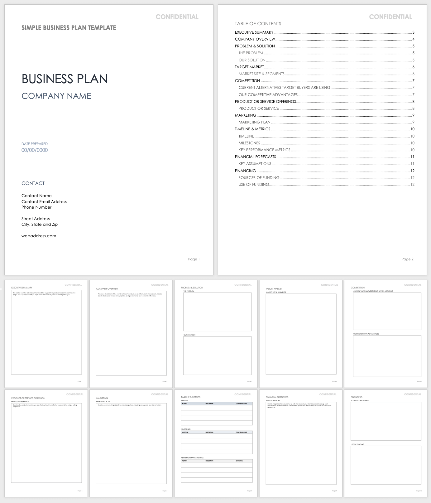 Printable Small Business Plan Template