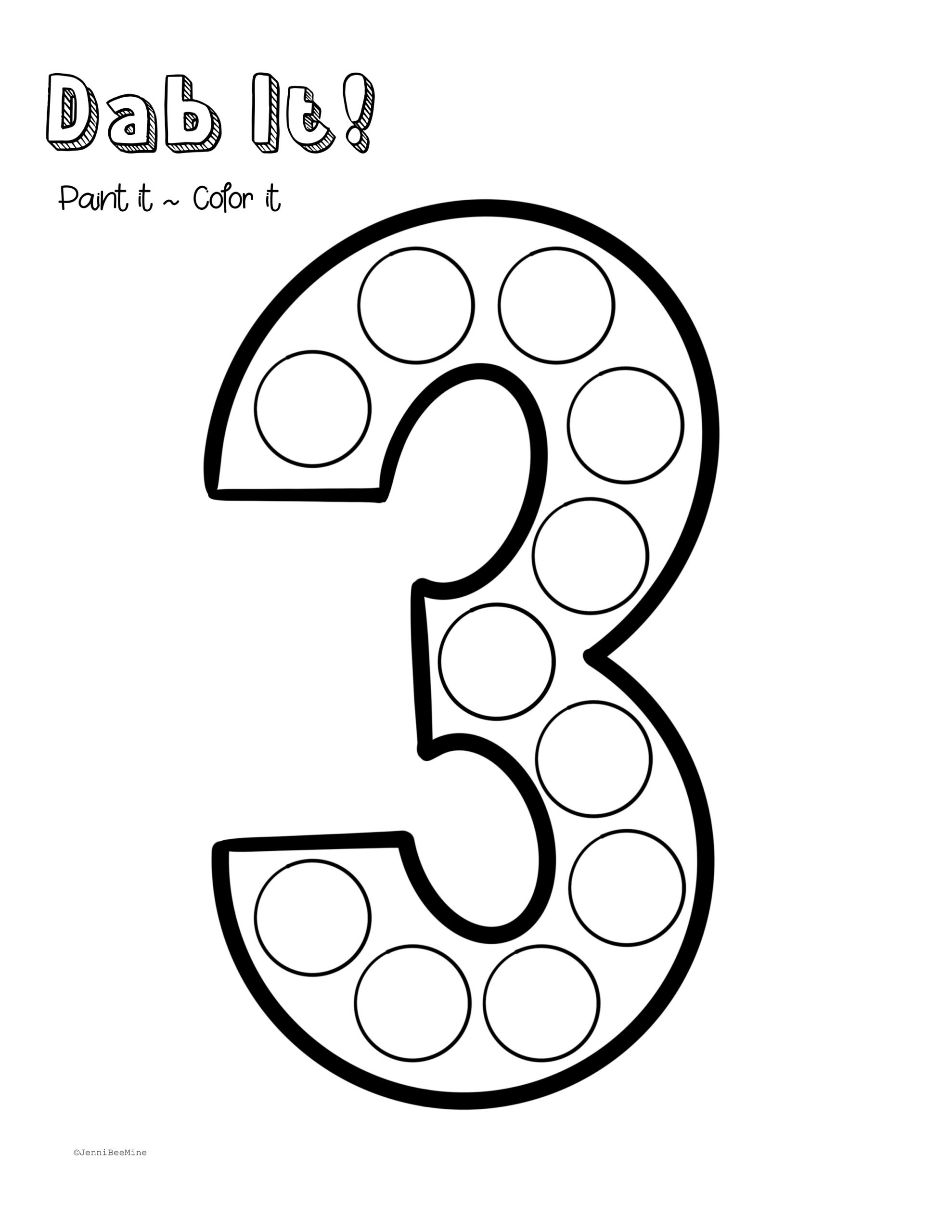 Printable Number 3 Template