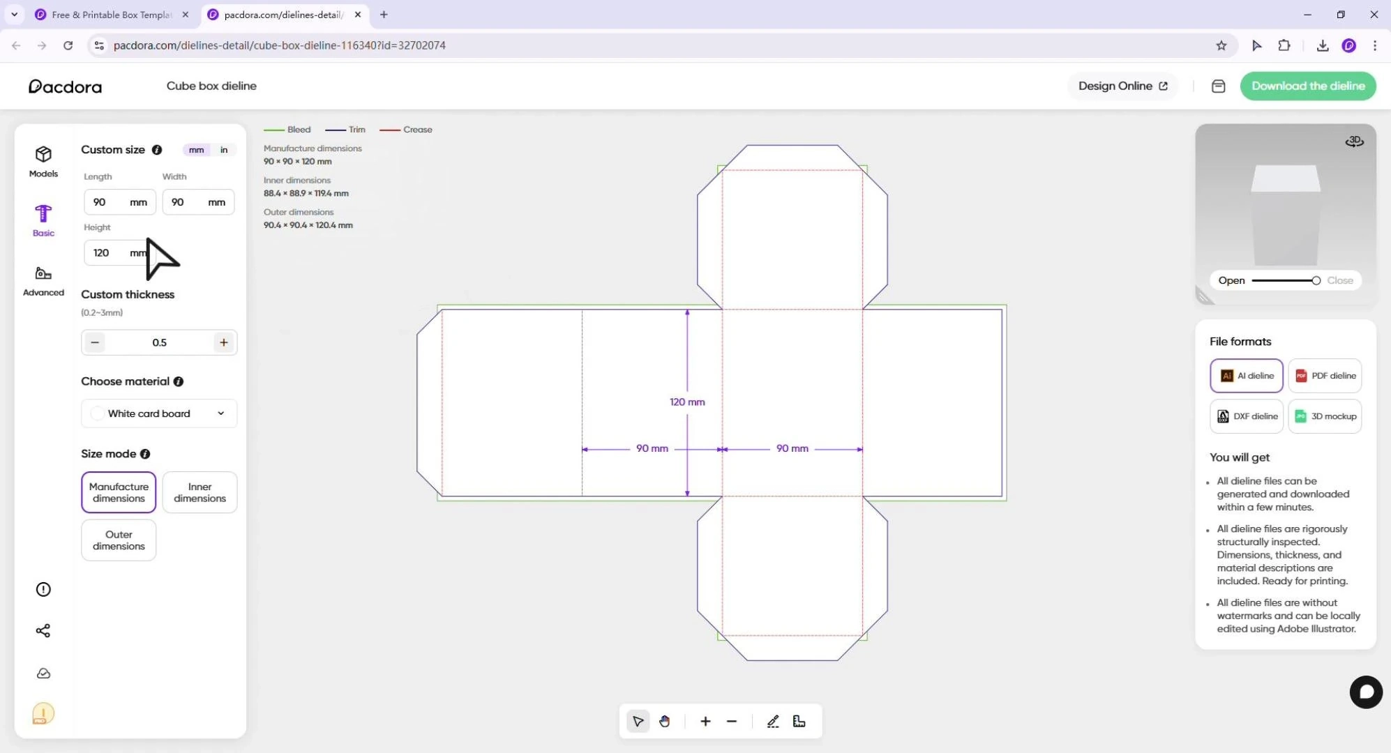 Printable 3d Box Template