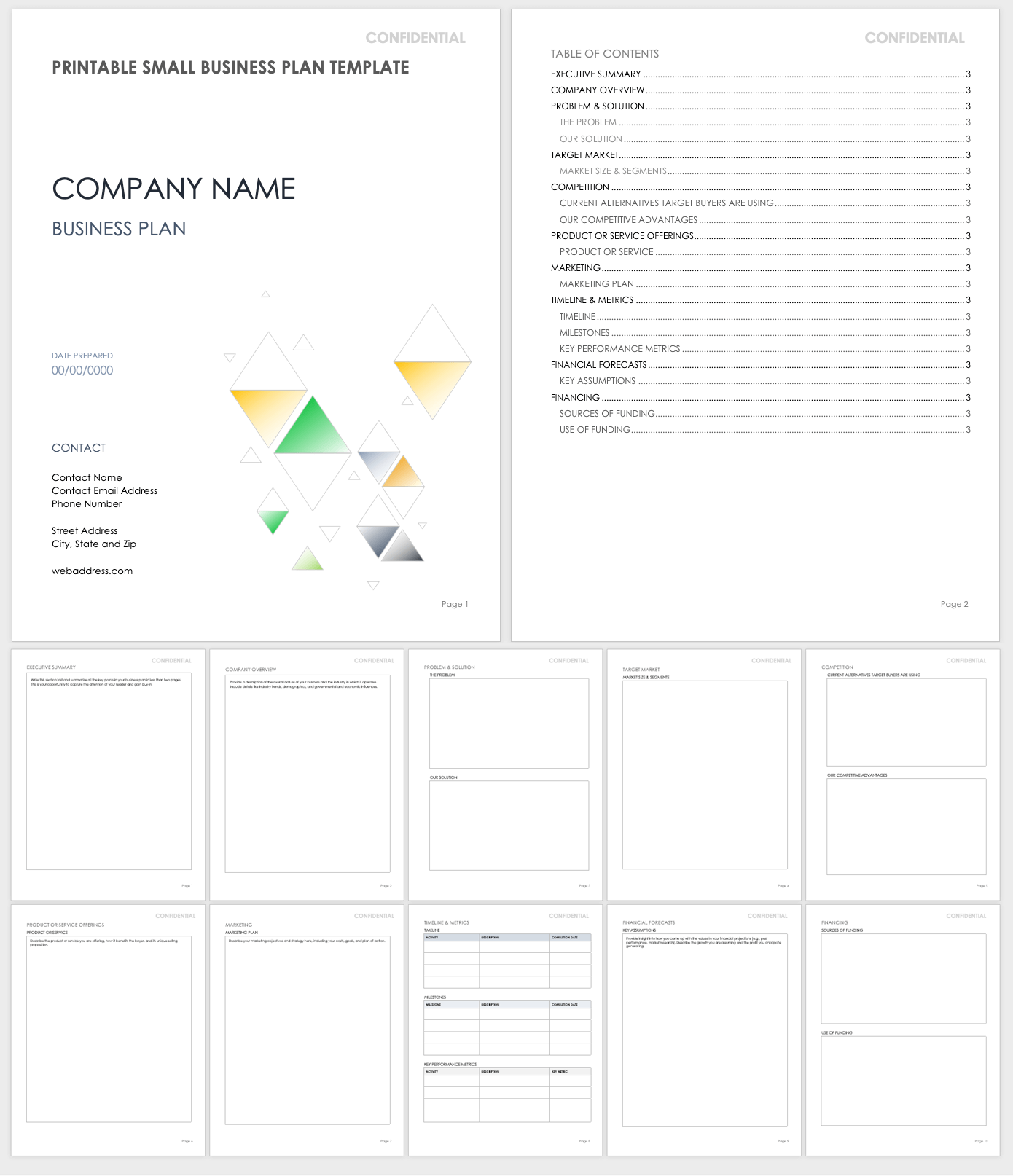 Free Printable Small Business Plan Template
