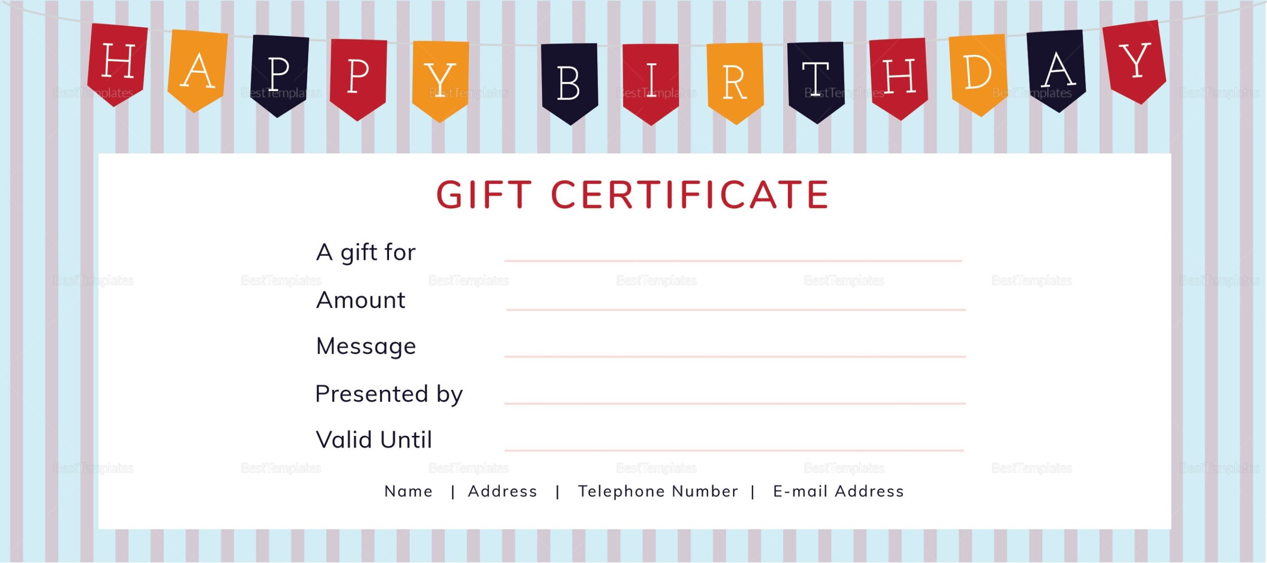 Happy Birthday Gift Certificate Design Template In PSD Word