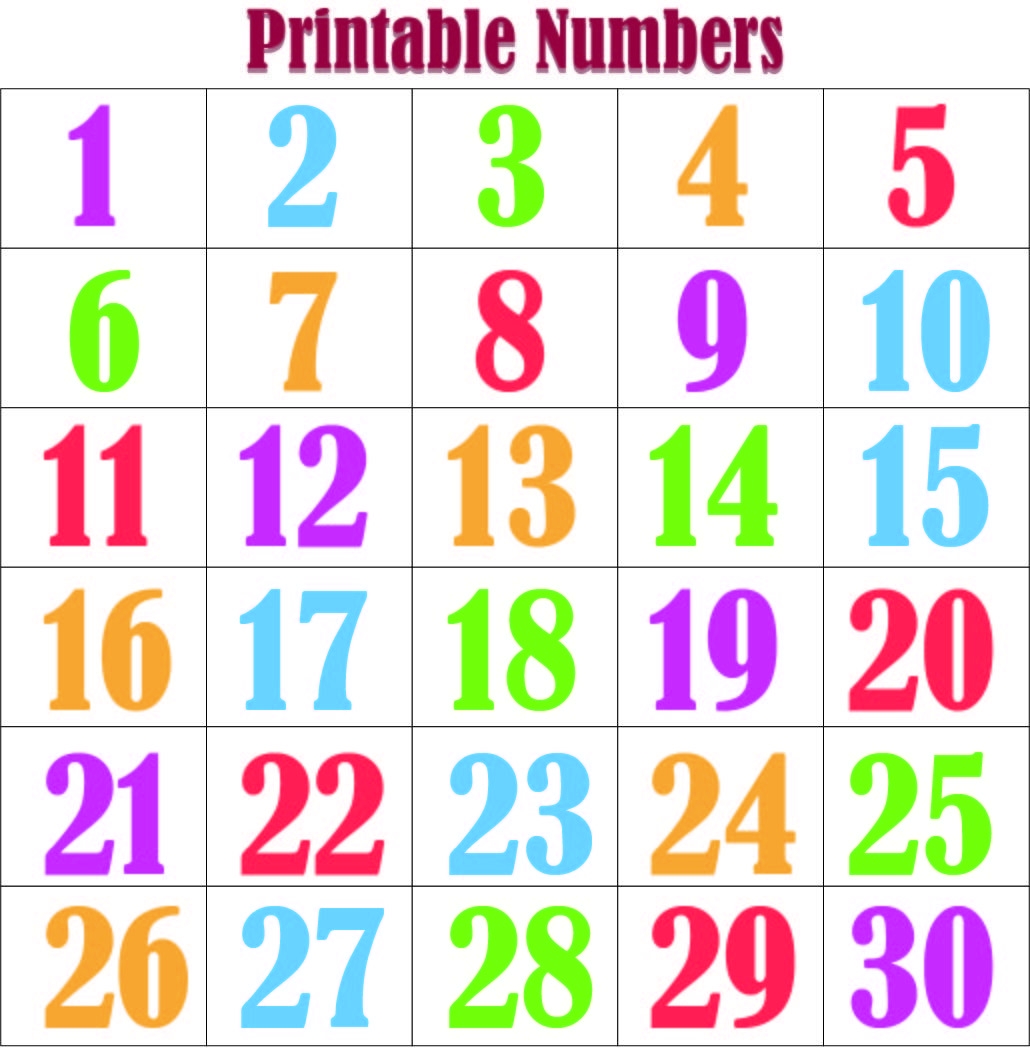 Printable Numbers 1 30 Template