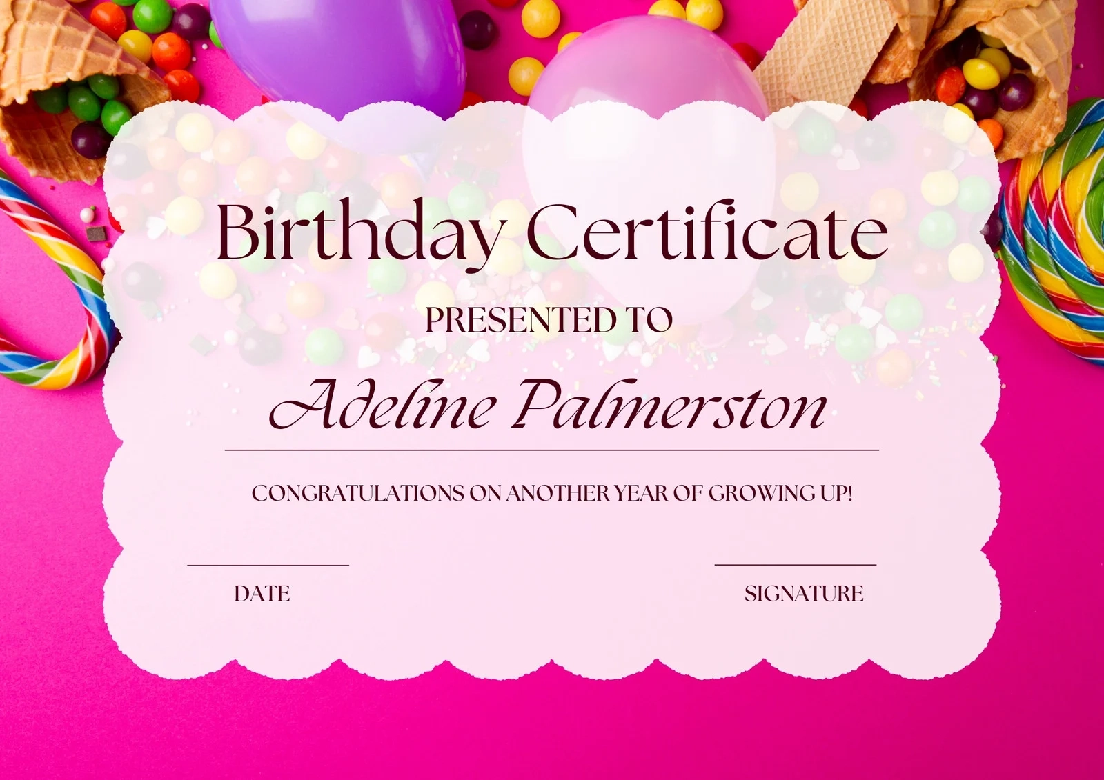Page 2 Free Printable Customizable Birthday Certificate 