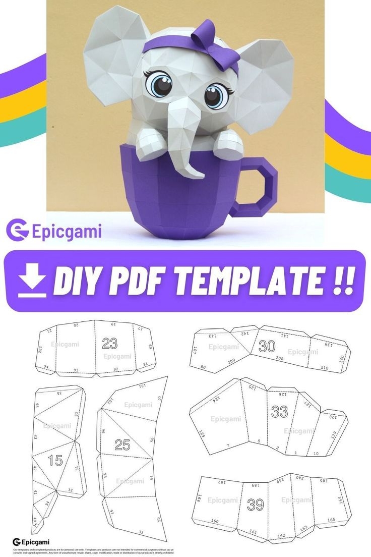 Printable 3d Elephant Template