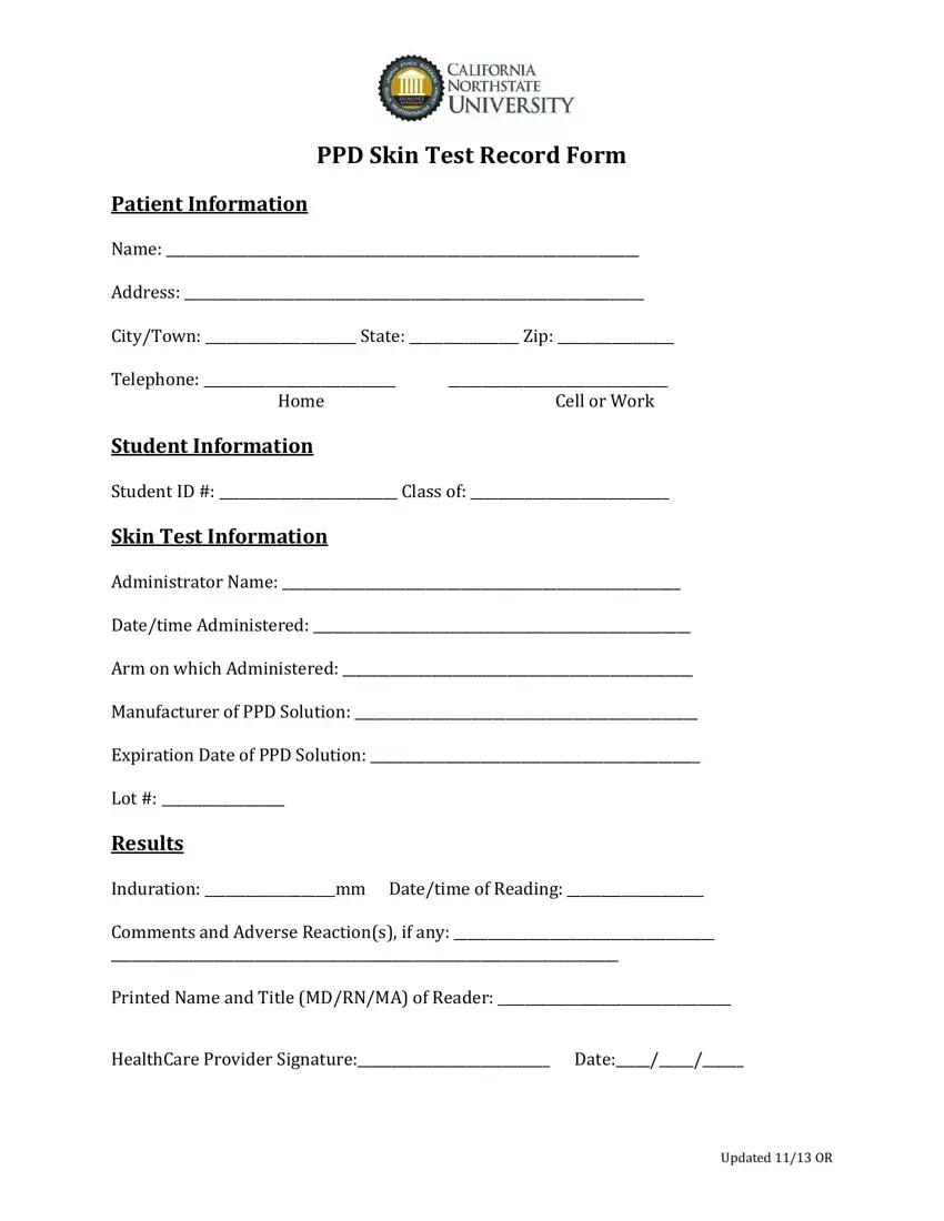 PPD Skin Test Form Fill Out Printable PDF Forms Online