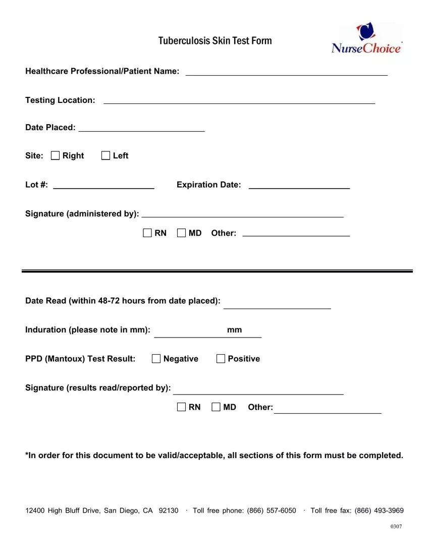 Printable Blank Tb Skin Test Form Template